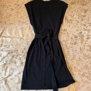Vince Black Tie-Waist Sleeveless Dress